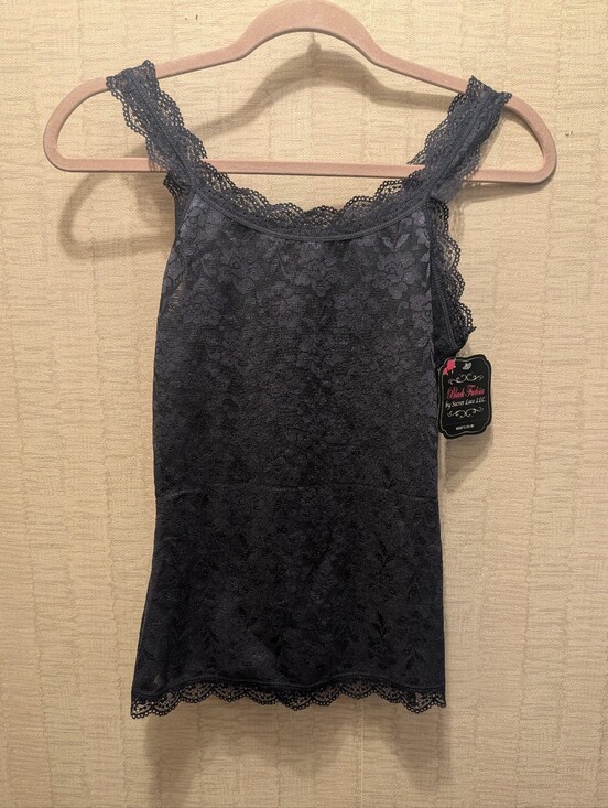 Black Fuchsia Other - X-SMALL Black Fuchsia By Secret Lace Trim Camisole Tank Top - Black